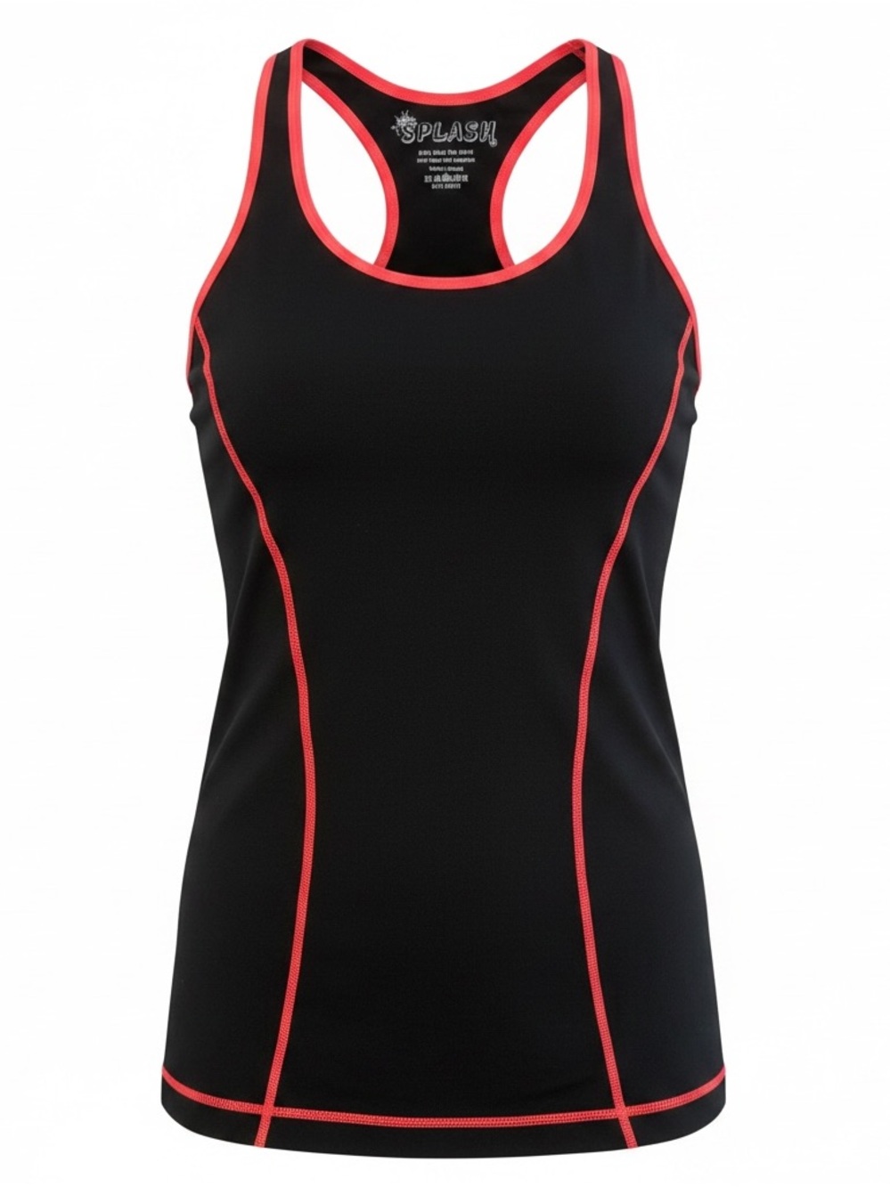 Splash Racer Back Athletic Tank Top Women’s OS Black W/Orange Trim Regular Fit